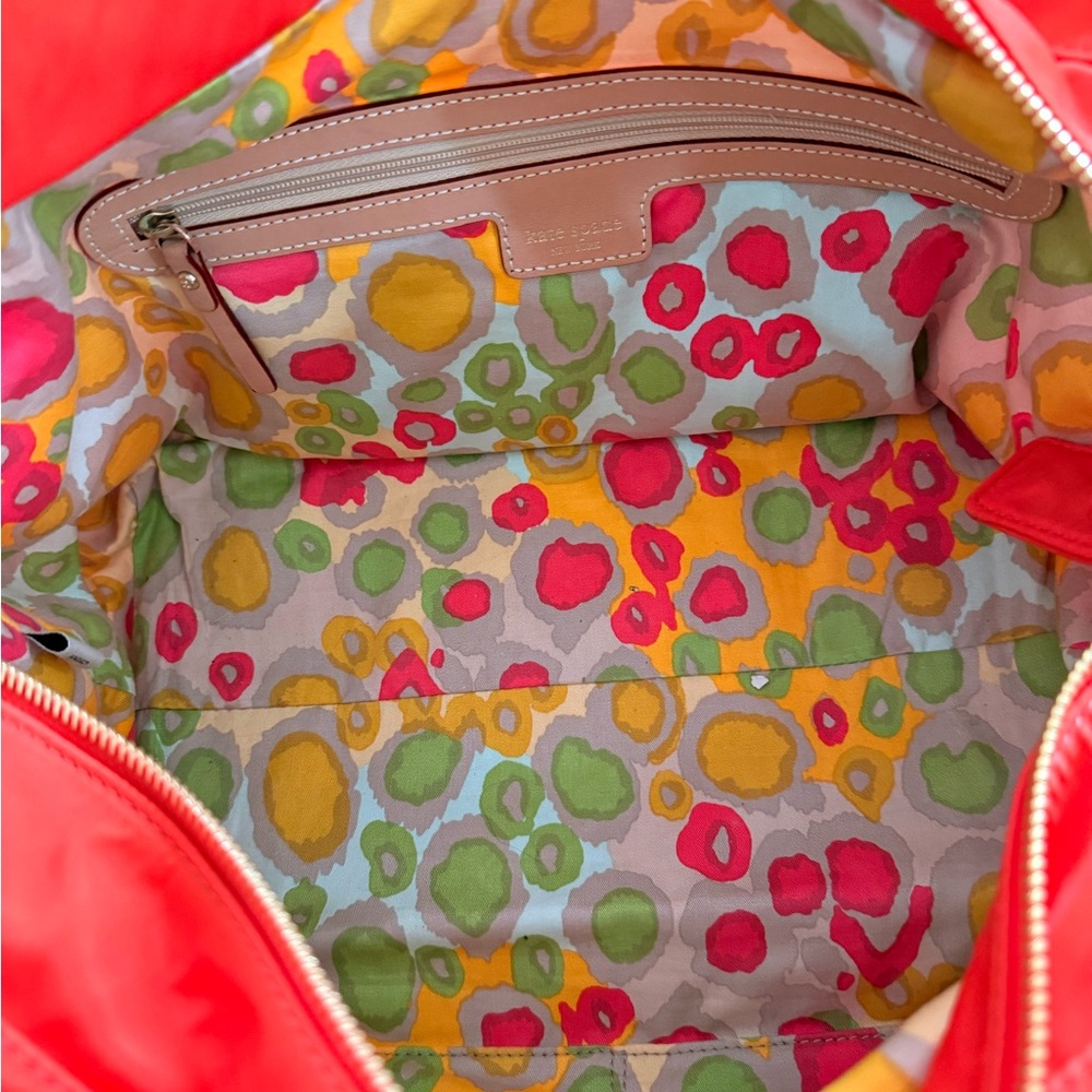 Kate Spade Nylon Orange Tote with Tan Leather Accents - Picture 9 of 15